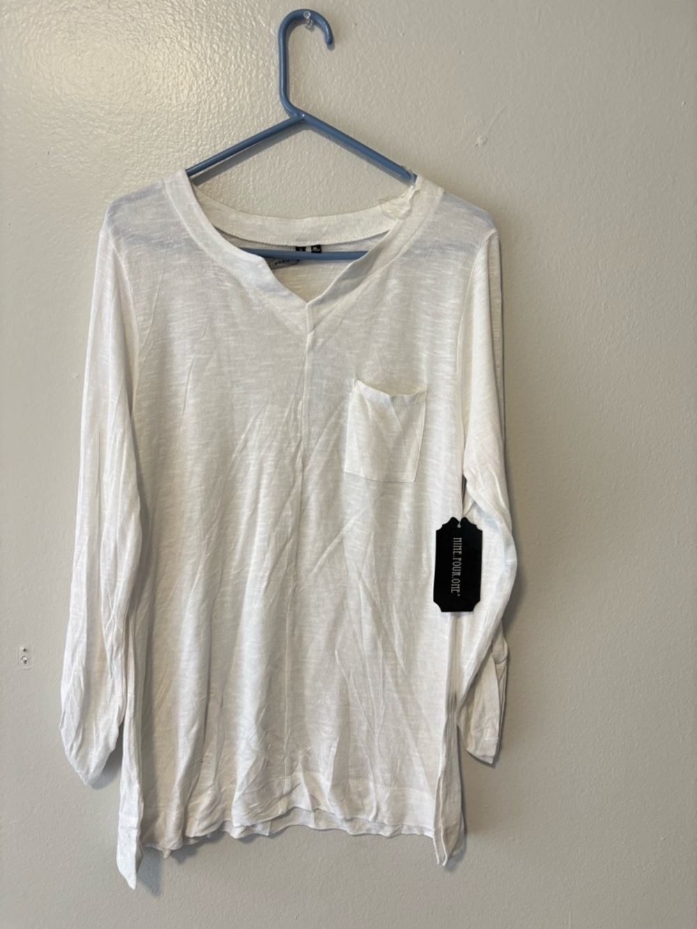 Lightweight White Long Sleeve Pocket Tee